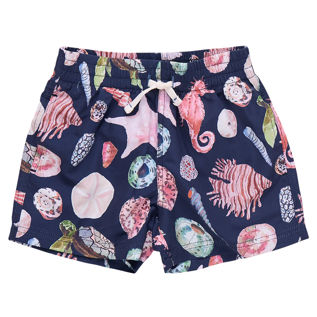 Watercolor Shells Boys Swim Trunks