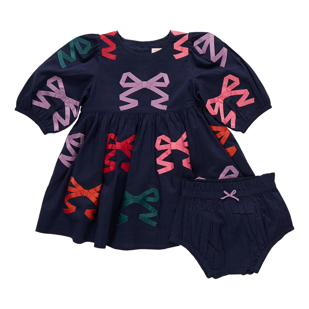Multi Bow Applique Baby Brooke Dress
