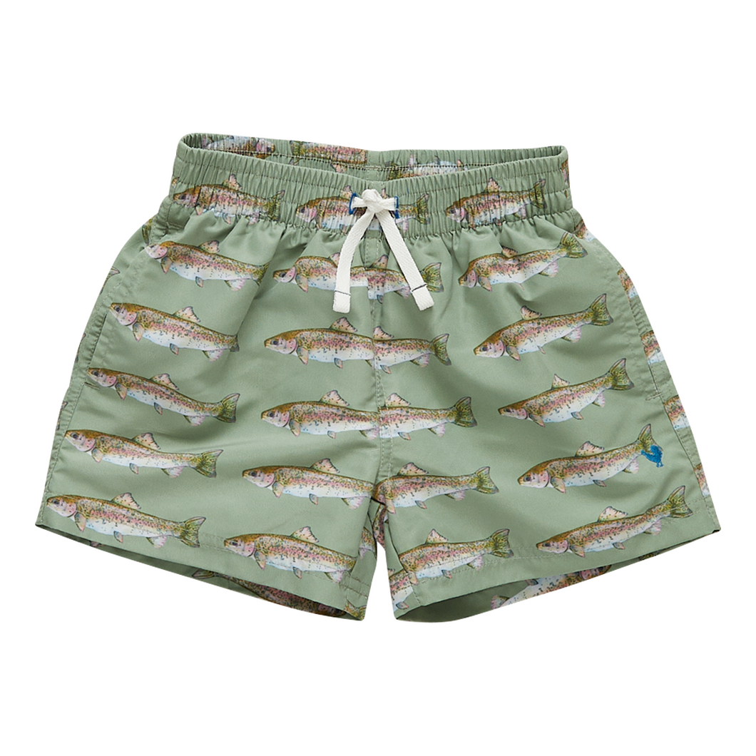 Olive Rainbow Trout Swim Trunk