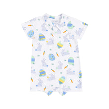 Load image into Gallery viewer, Easter Bunnies Blue Polo Shortie
