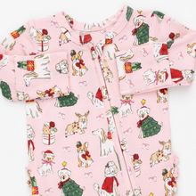 Load image into Gallery viewer, Christmas Dogs Ruffle Back Zipper Footie
