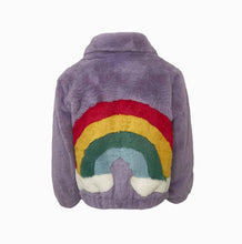 Load image into Gallery viewer, Lavender Sky Faux Fur Rainbow Jacket
