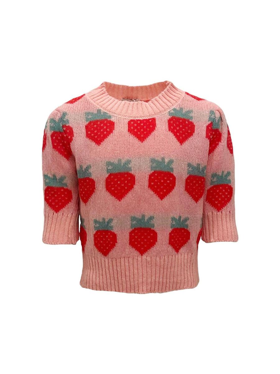 Strawberry Puff Sleeve Sweater