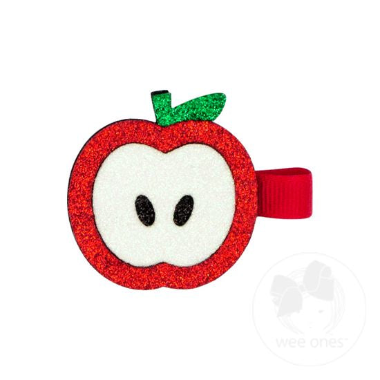 Apple Glitter Hair Clip