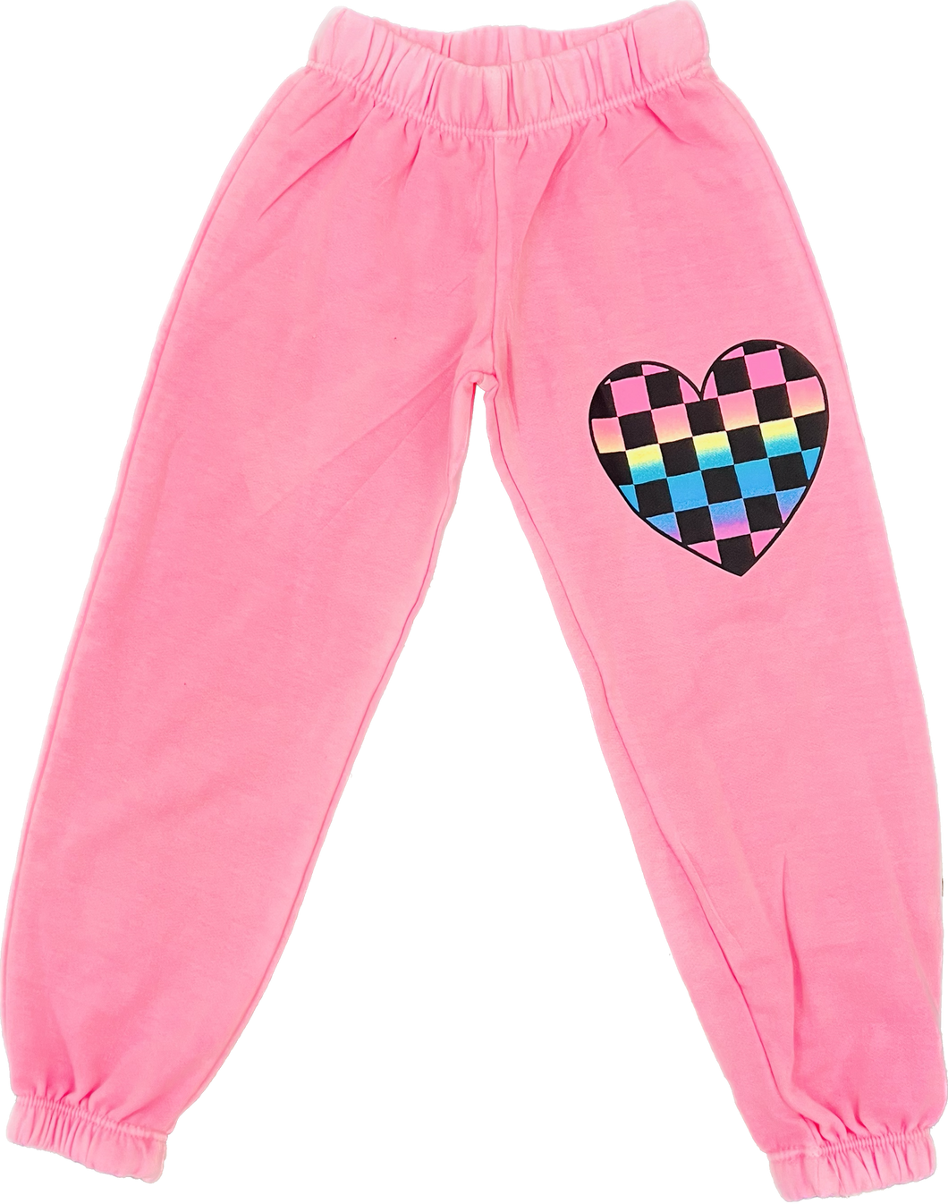 Checkerboard Heart Neon Pink Joggers