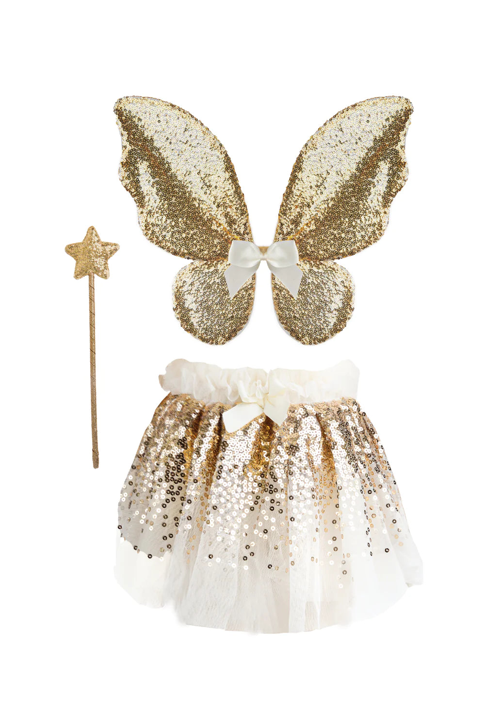 Gracious Gold Sequins Skirt with Wings and Wand
