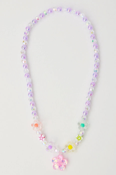Clear Purple Flower Necklace
