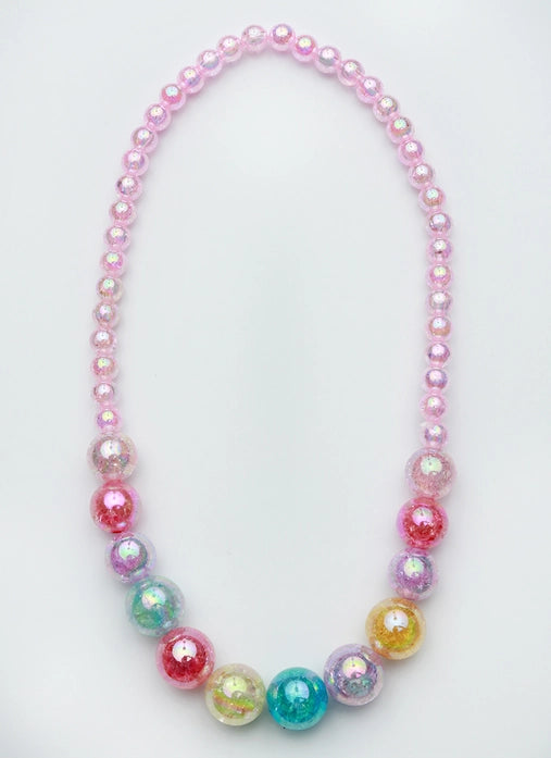 Pink Beaded Watercolor Necklace