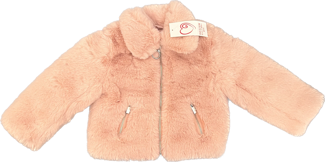 Dusty Pink Faux Fur Zip-up Jacket