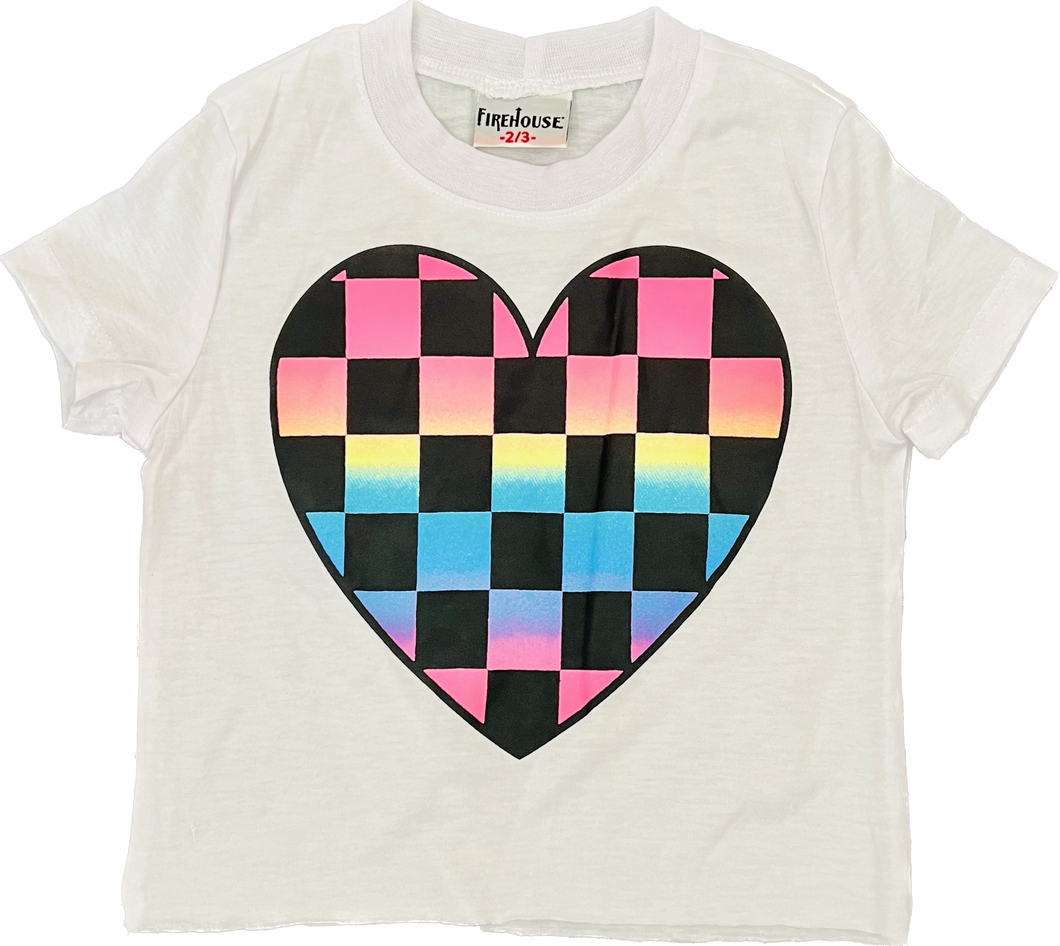 Checkerboard Neon Heart Boxy Tee