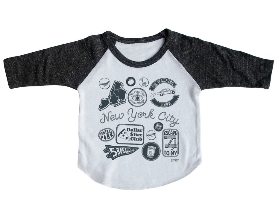 New York City Pins and Patches Baseball Tee
